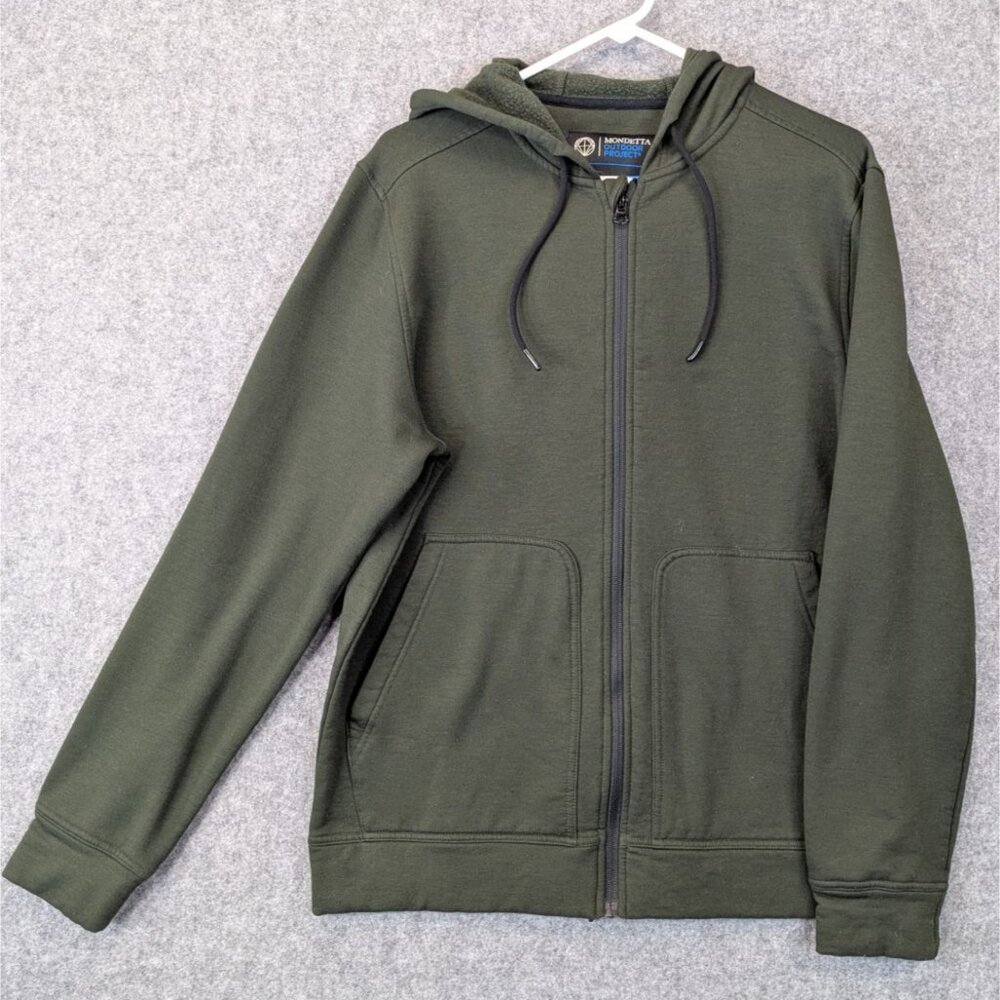 Mondetta Outdoor Project Zip Hoodie Olive Green Fleece Lined Mens M